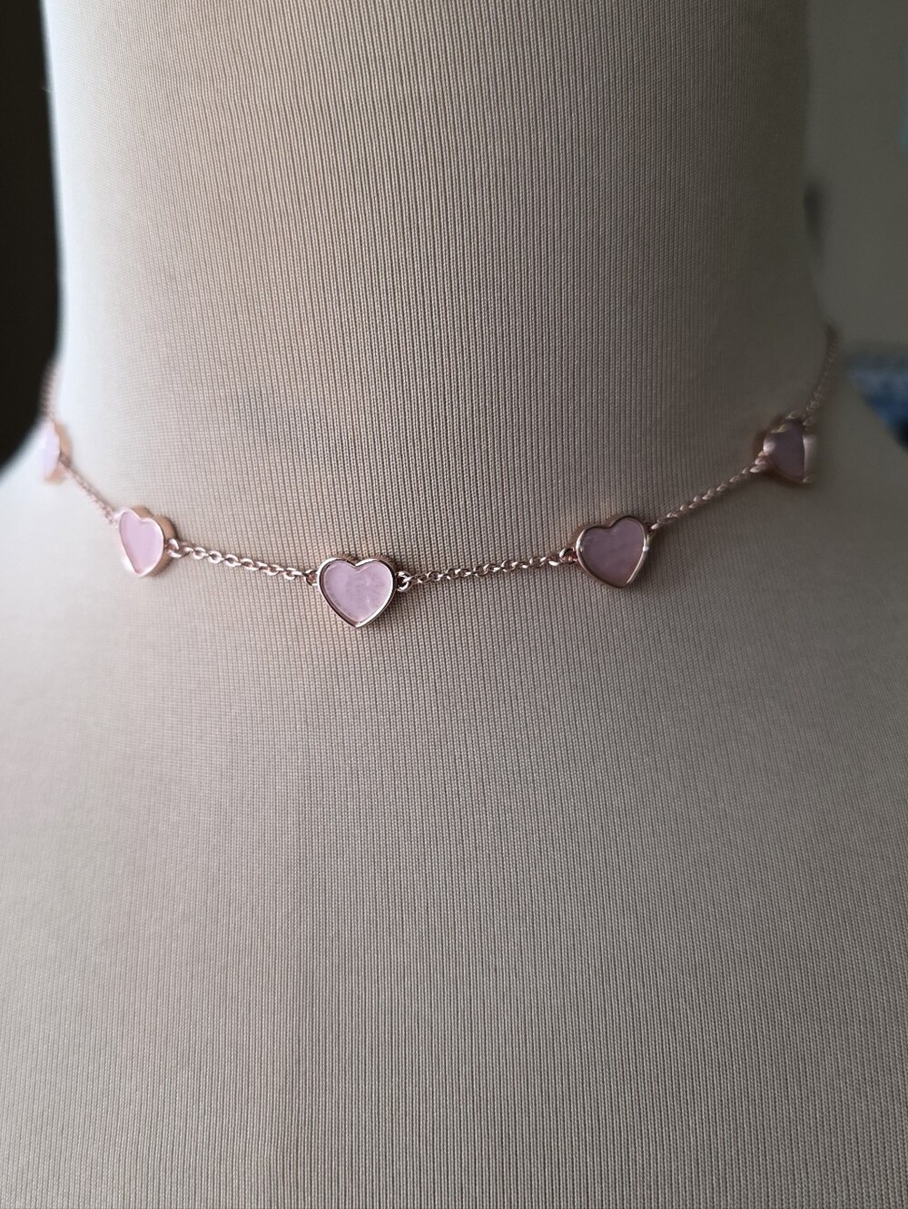 Pura Vida Lovestruck Pink Heart Choker Necklace Rose Gold Coquette Y2K Jewelry
